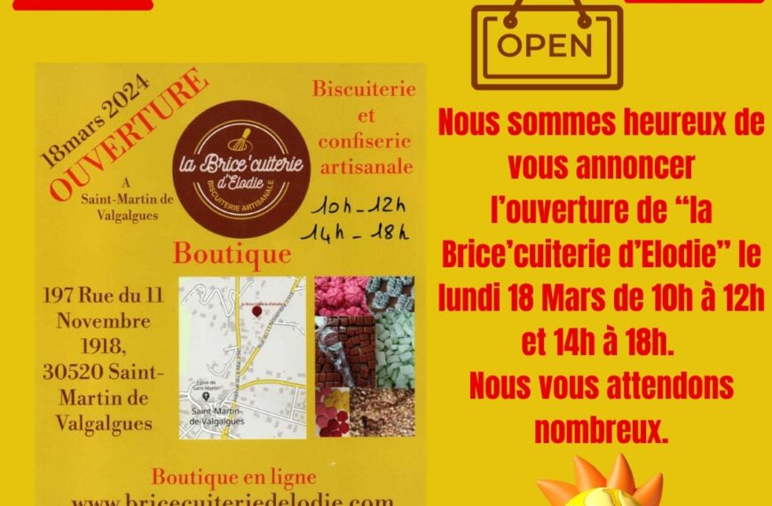 Ouverture de la « Brice’cuiterie d’Elodie »
